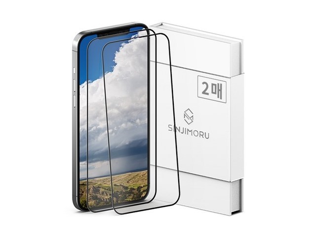 [아이폰12 promax 필름] 인터넷 특가 신지모루 풀커버 하이브리드 강화유리 휴대폰 액정보호필름 2매입